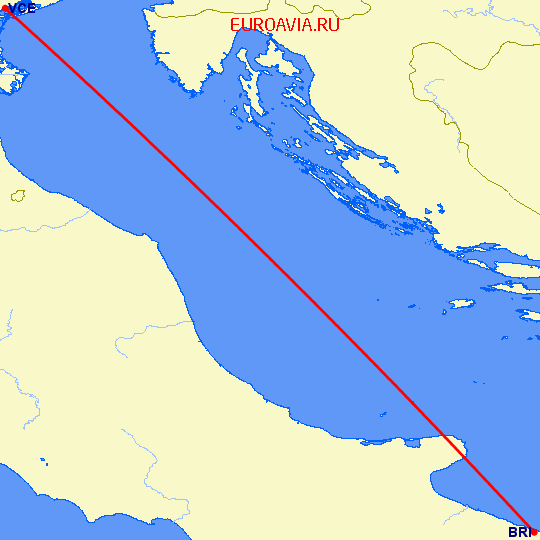 перелет Бари — Венеция на карте