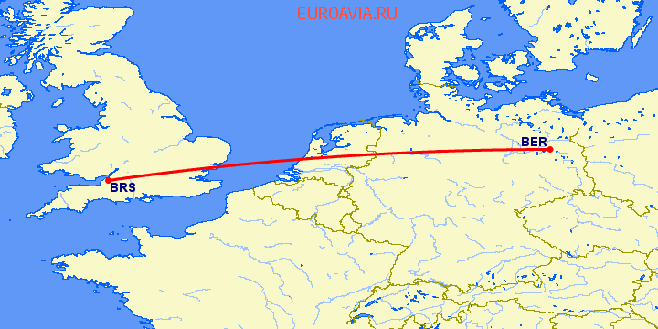 перелет Бристоль — Берлин на карте