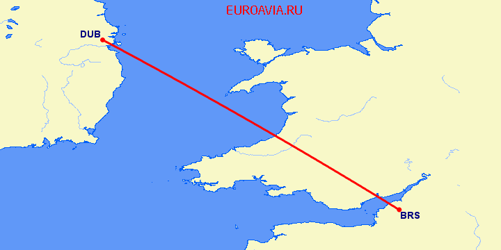 перелет Бристоль — Дублин на карте