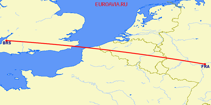перелет Бристоль — Франкфурт на Майне на карте