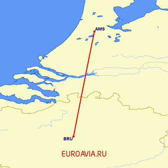 перелет Брюссель — Амстердам на карте