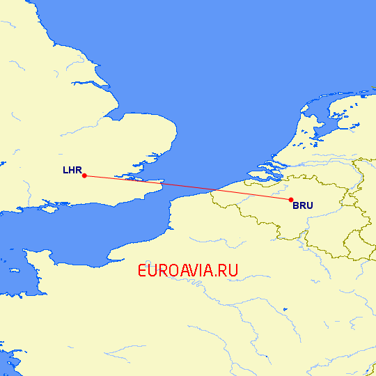 перелет Брюссель — Лондон на карте