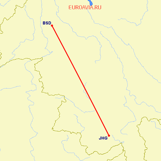 перелет Баошань — Цзиньхонг на карте