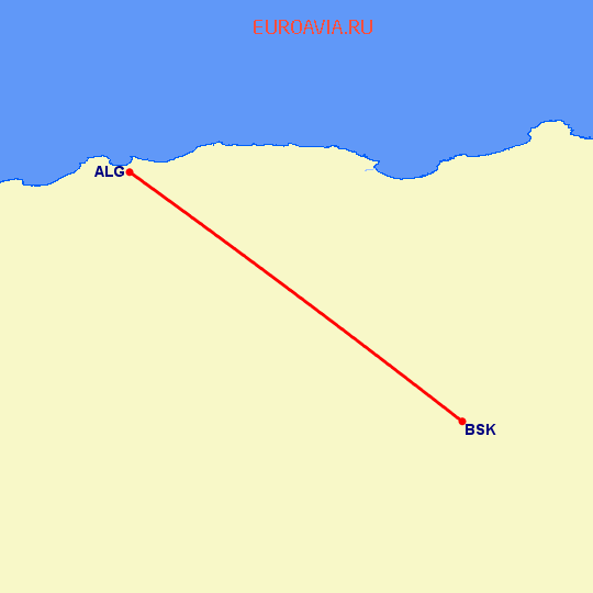 перелет Бискра — Алжир на карте