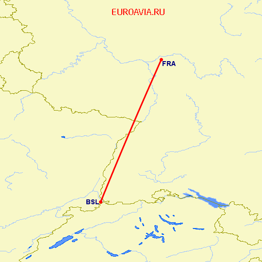 перелет Базель-Мюлуз — Франкфурт на Майне на карте
