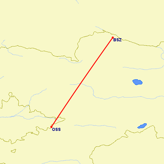 перелет Бишкек — Ош на карте