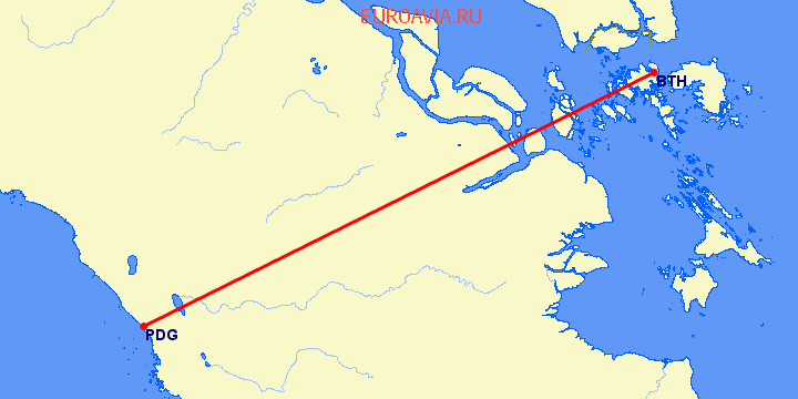 перелет Batam — Паданг на карте