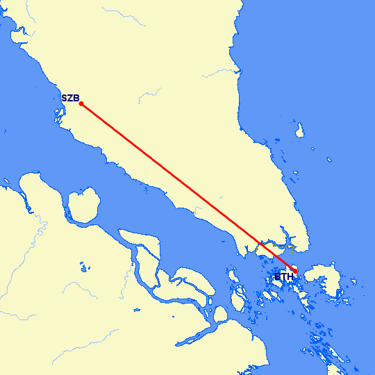 перелет Batam — Куала-Лумпур на карте