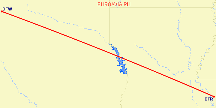 перелет Батон Руж — Даллас на карте