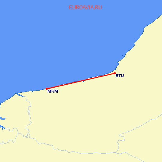 перелет Бинтулу — Mukah на карте