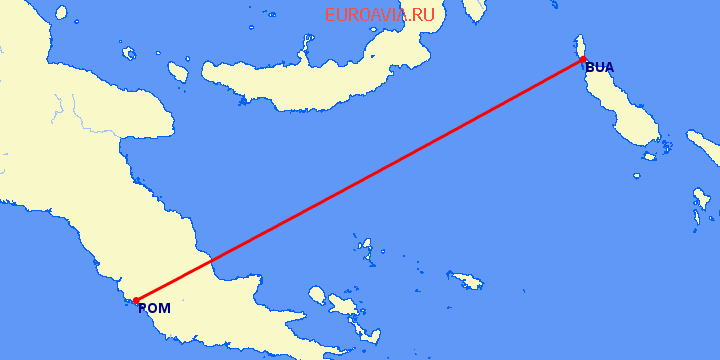 перелет Buka — Порт Морсби на карте