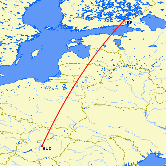перелет Будапешт — Лаппенранта на карте