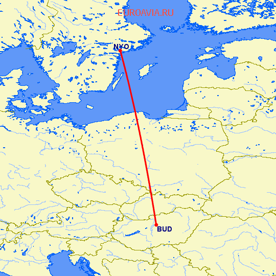 перелет Будапешт — Стокгольм на карте