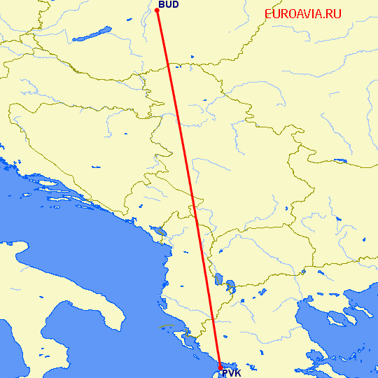 перелет Будапешт — Превеза Лефка на карте