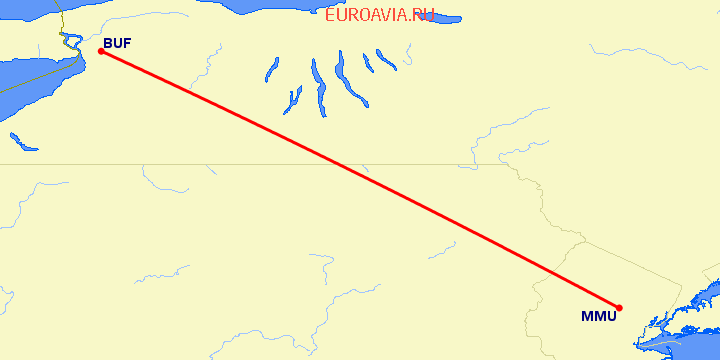 перелет Буффало — Morristown на карте