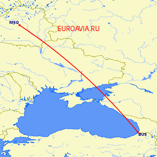 перелет Батуми — Минск на карте