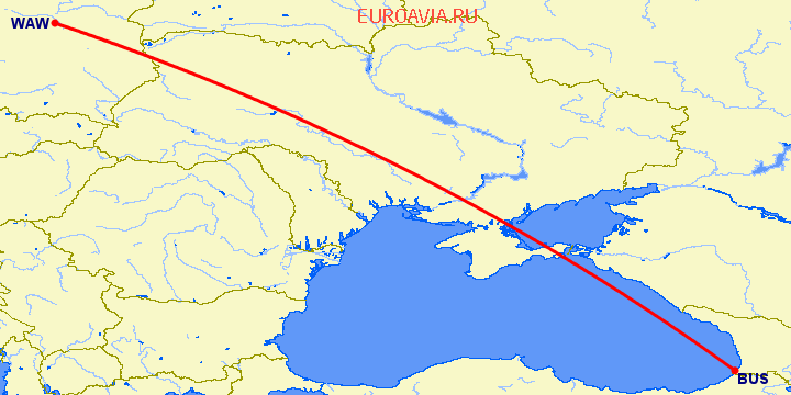 перелет Батуми — Варшава на карте