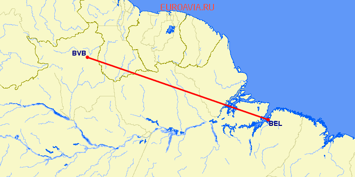 перелет Боа Виста — Белем на карте