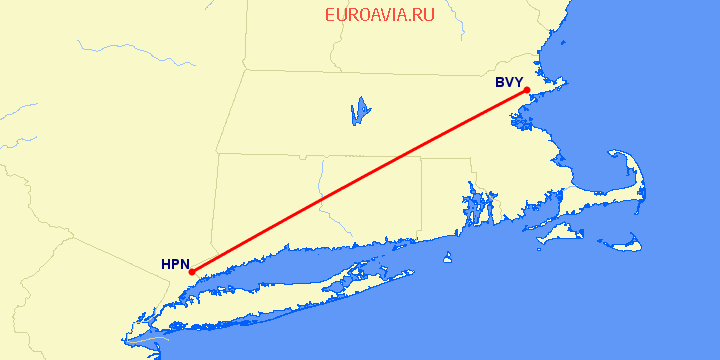перелет Beverly — White Plains на карте