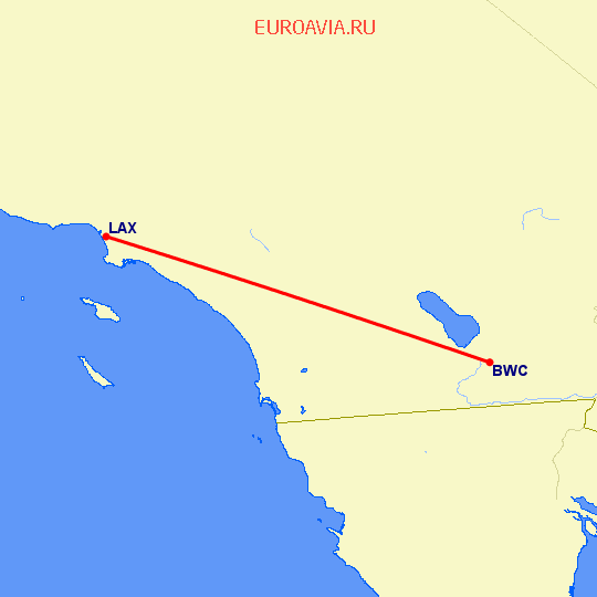 перелет Brawley — Лос Анджелес на карте