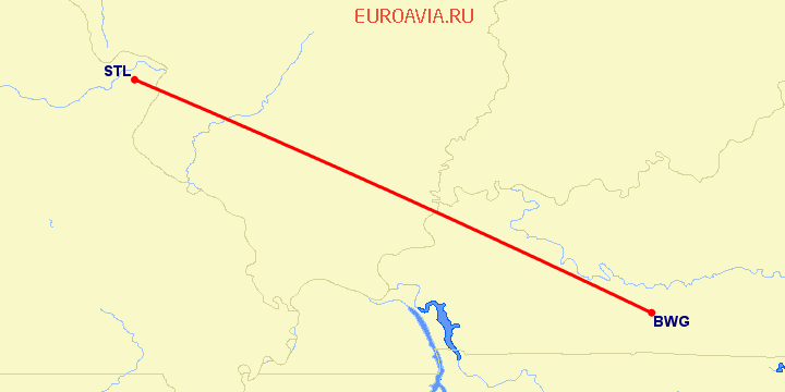 перелет Bowling Green — Сент Луис на карте