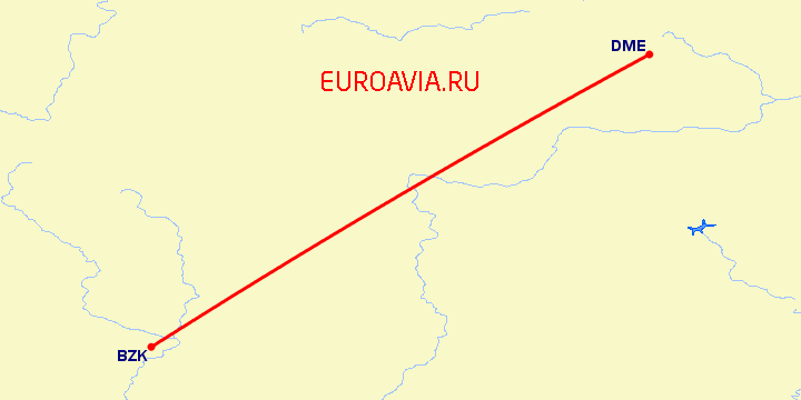 перелет Брянск — Москва на карте