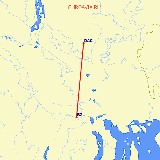 перелет Барисал — Dhaka на карте