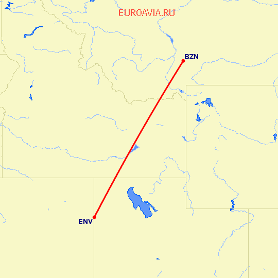 перелет Bozeman — Wendover на карте