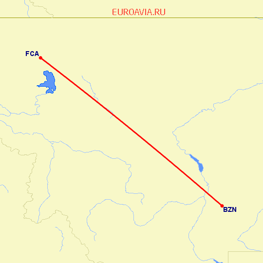 перелет Bozeman — Калиспелл на карте