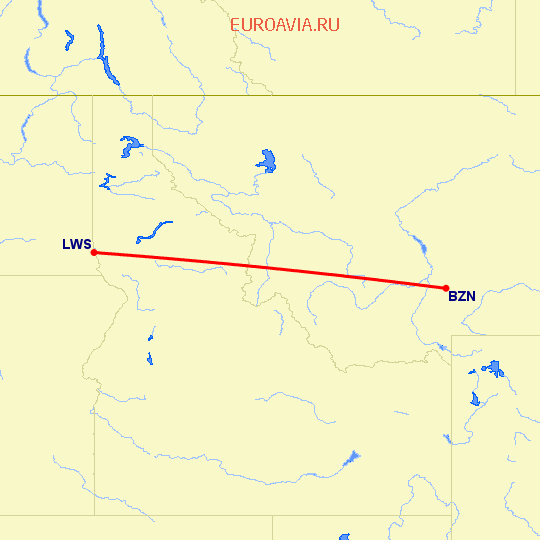 перелет Bozeman — Льюистон на карте