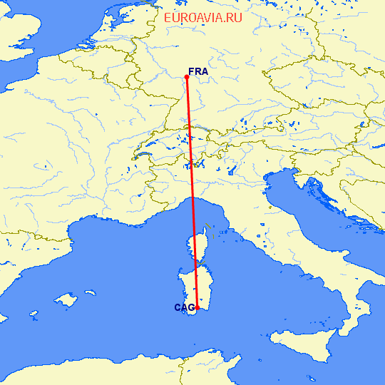 перелет Кальяри — Франкфурт на Майне на карте