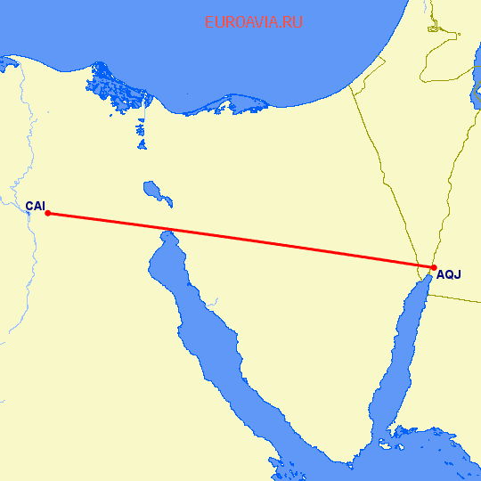 перелет Каир — Акаба на карте