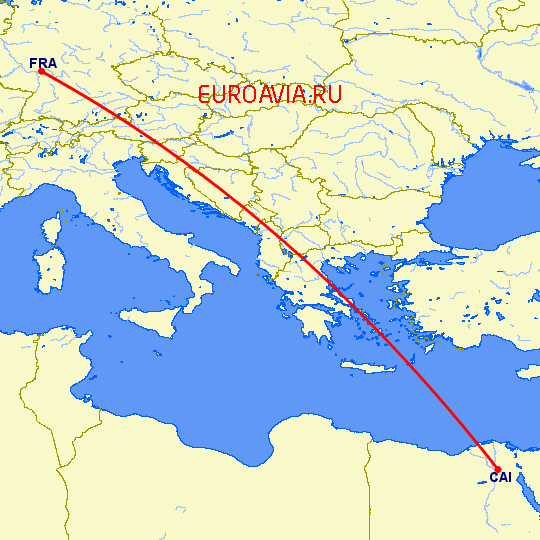 перелет Каир — Франкфурт на Майне на карте