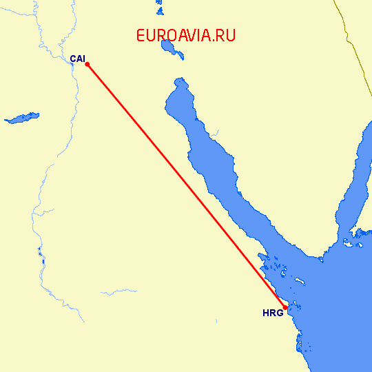 перелет Каир — Хургада на карте