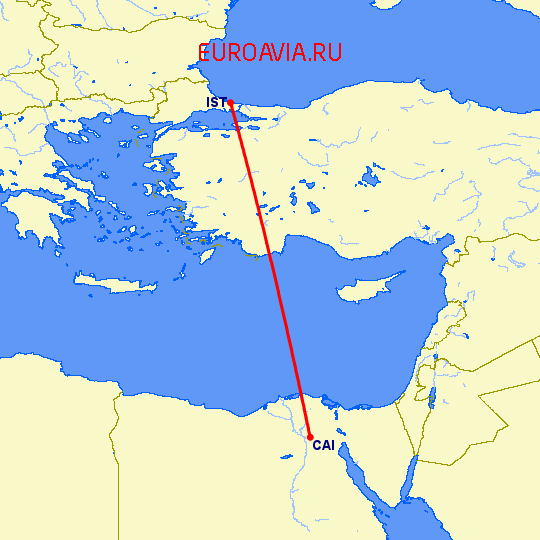 перелет Каир — Стамбул на карте