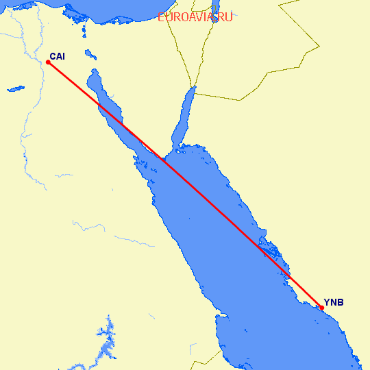 перелет Каир — Янбу на карте