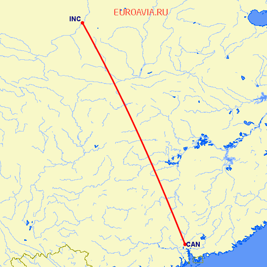 перелет Гуанчжоу — Фучуан на карте