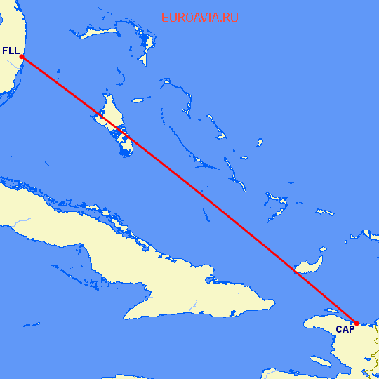 перелет Кеп Гаитиен — Форт Лодердейл  на карте