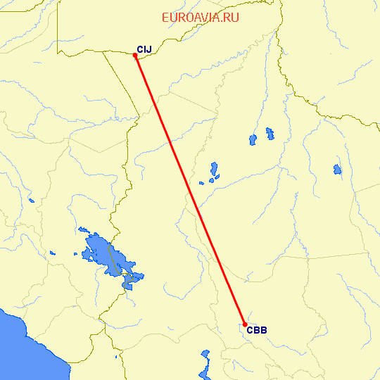 перелет Качабамба — Кобиха на карте