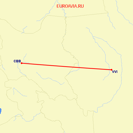 перелет Качабамба — Санта Круз Айленд на карте