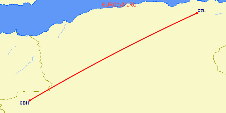 перелет Bechar — Constantine на карте