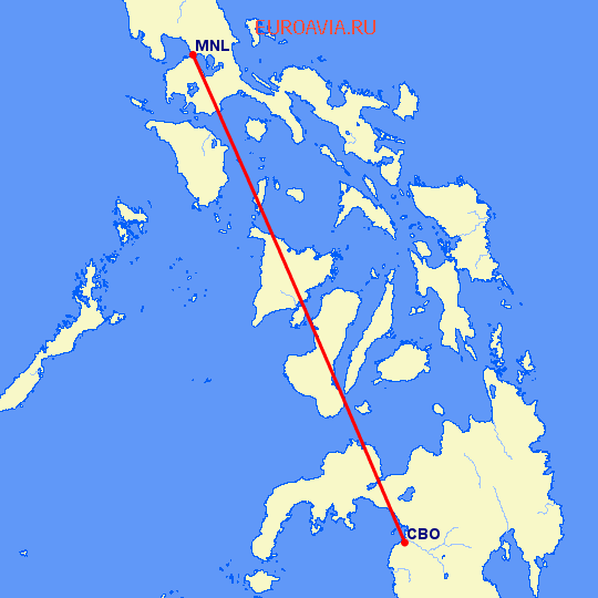 перелет Котабато — Манила на карте