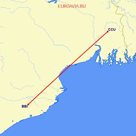 перелет Kolkata — Бхубанесвар на карте