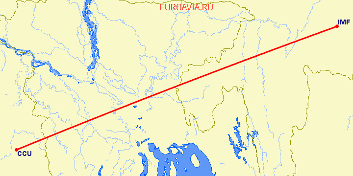 перелет Kolkata — Имфал на карте