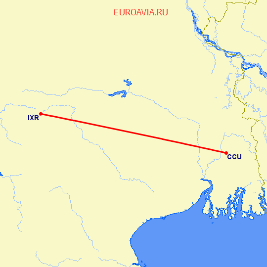 перелет Kolkata — Ранчи на карте