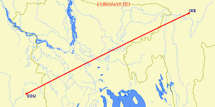 перелет Kolkata — Силчар на карте