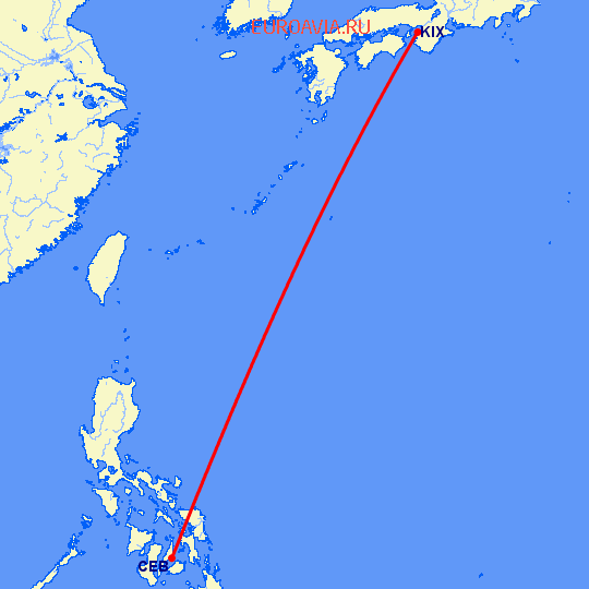 перелет Кебу — Осака на карте
