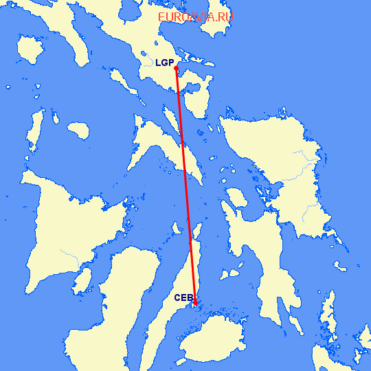 перелет Кебу — Legazpi на карте
