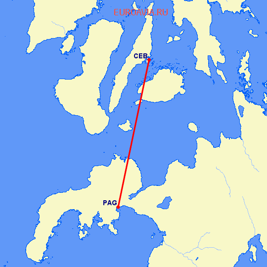 перелет Кебу — Пагадиан на карте