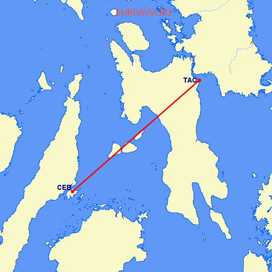 перелет Кебу — Tacloban на карте